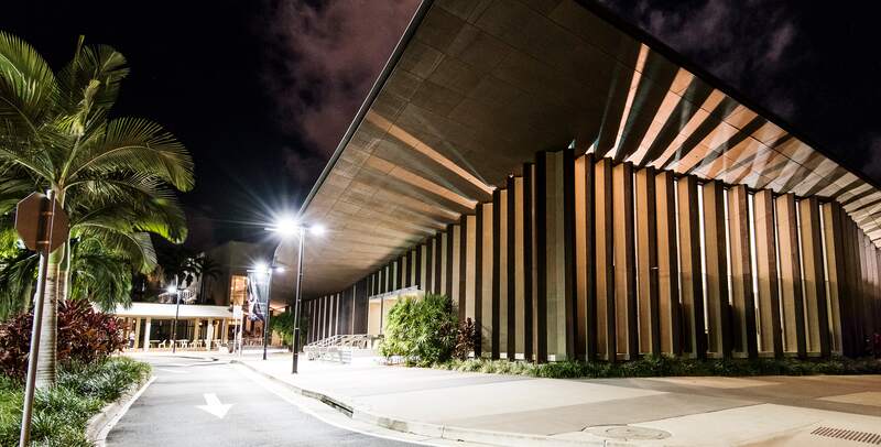 MECC exterior at night